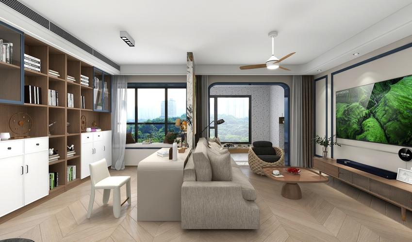 义辉设计小区:海德公园户型:2室2厅1卫0厨面积:83m2北欧,地中海,家装